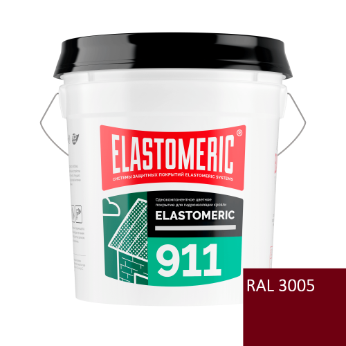 Мастика для гидроизоляции для металлической и шиферной кровли Elastomeric 911 RAL 3005 Винно-красный 